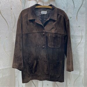 Collection LOfficiel Suede Jacket Womens Medium Brown Button Chore Coat